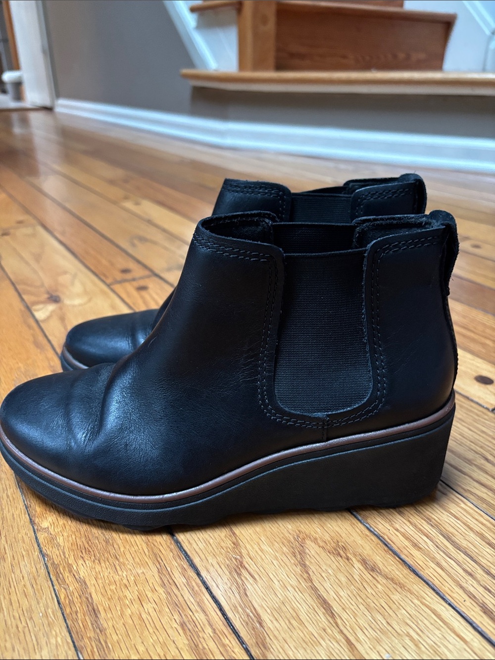 Clark’s Black Wedge Chelsea Ankle Boots